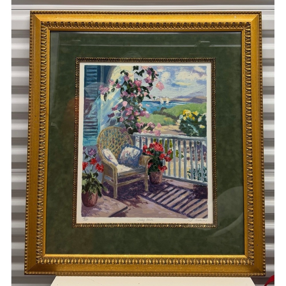 T Askins July Sun Limited Edition Lithograph Signed Framed Coastal Art 198/350